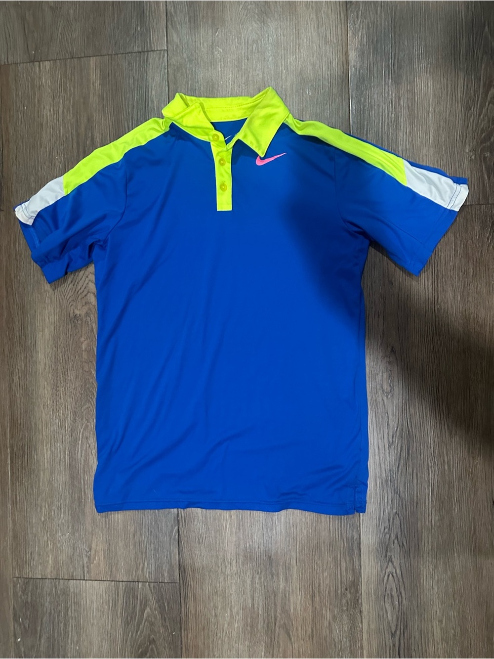 Nike Boys Blue Polo with Neon Green Trim